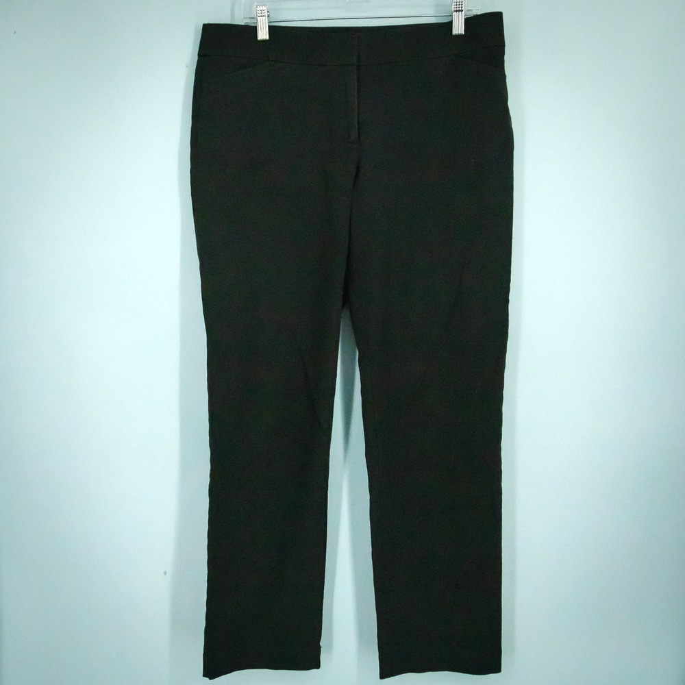 Eileen Fisher Size Medium M Black Button Zip Straight Leg Organic Cotton Pants